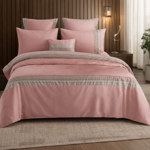 Villa Barcelona Premium Cotton Bedsheet Set – Blush Pink (3 Pcs)