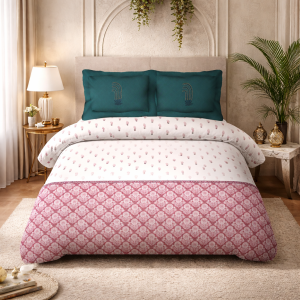 Portico New York Shalimaar Super King Bedsheet Set (Teal & Pink)